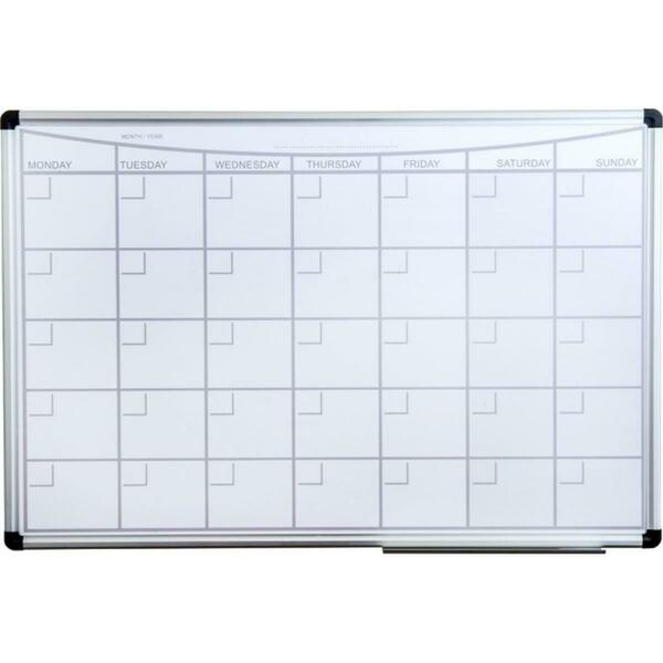 Floortex Craftex 36 x 24 in. Lacquered Steel Magnetic Monthly Planner Dry Erase Board, Aluminium Frame FCVLMP3624A